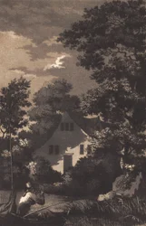 Paisaje con luz de luna y flautista