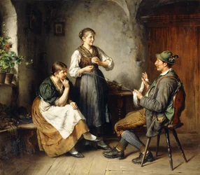 Tres figuras en un interior