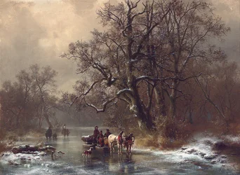 Leñadores en una vía fluvial congelada, 1873