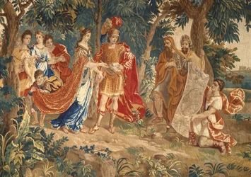 La fundación de Cartago: detalle que muestra el plan de la ciudad presentado a Dido