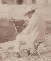 Pintor de playa (probablemente Hugo Henneberg)