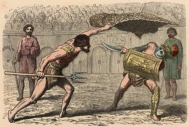 Roma Antigua: Luchas de gladiadores en el anfiteatro