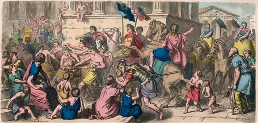 Antigua Roma: Procesión (Pompa) hacia los juegos en el Circo - procesión de competidores hacia la arena
