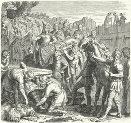 El entierro de Alarico I, Rey de los Visigodos, en el lecho del río Busento, 410