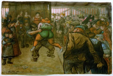 Lucha libre en la barraca de feria