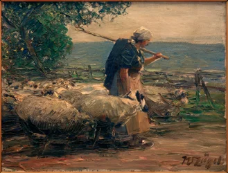 Pastora con rebaño