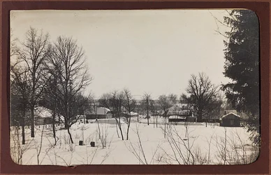 Primera Guerra Mundial: Ucrania en los años 1914-1916 durante la invasión del ejército alemán. Paisaje con nieve