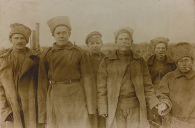 Primera Guerra Mundial: Ucrania en los años 1914-1916 durante la invasión del ejército alemán. Grupo de soldados