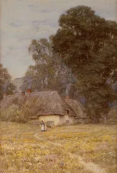 Cabañas en Quidhampton, cerca de Salisbury (acuarela sobre papel)