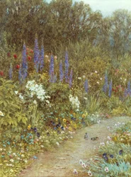 Jardín alrededor de su cabaña (acuarela)
