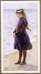 Retrato de una niña en la playa