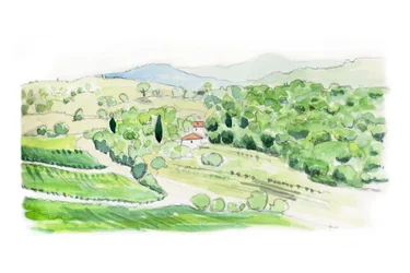 Colina toscana, 2014 (lápiz y acuarela)