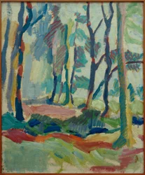 Helmuth Macke, Bosque otoñal cerca de Krefeld / Pintura, 1910