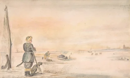 Paisaje Invernal con un Cazador y su Perro, n.d.