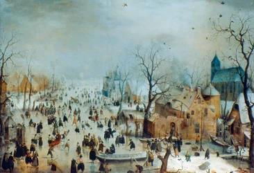 Escena de Invierno con Patinadores, c1608