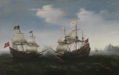 Combate naval contra una costa rocosa, 1627