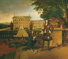 John Rose (c.1621-77) el jardinero del rey, presentando a Carlos II (1630-85) una piña, supuestamente la primera cultivada en Inglaterra en Dorney Court en Berkshire