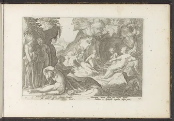 Diana descubre el embarazo de Calisto. Metamorfosis de Ovidio (título de la serie) Recreaciones de P. Ovidius Naso (título de la serie)