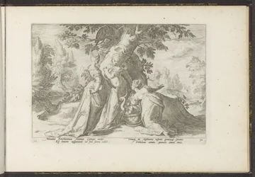 Las hijas de Cecrops abren la cesta de Minerva. Metamorfosis de Ovidio (título de la serie) Recreaciones de P. Ovidius Naso (título de la serie)