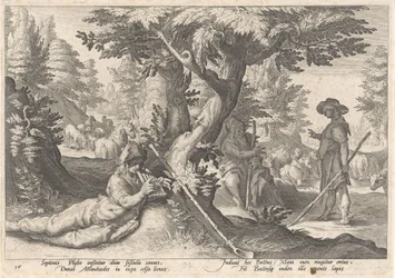 Mercurio convierte a Battus en piedra Metamorfosis de Ovidio (título de la serie)