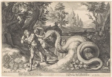 Compañeros de Cadmo devorados por un dragón Metamorfosis de Ovidio (título de la serie)