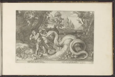 Compañeros de Cadmo devorados por un dragón Metamorfosis de Ovidio (título de la serie) Recreaciones de P. Ovidius Naso (título de la serie)
