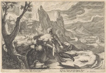 Tisbe huye de la leona Metamorfosis de Ovidio (título de la serie)
