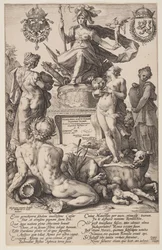 Alegoría de Roma, lámina de Los héroes romanos