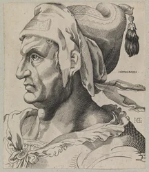 Hipócrates. Busto de un hombre de perfil