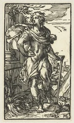 Joven con bastón