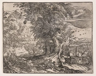 Paisaje con una pareja de pastores