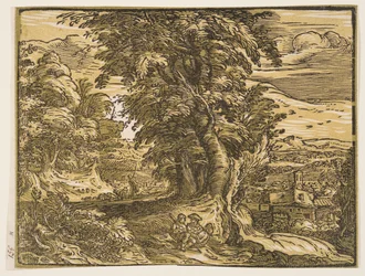 Paisaje con una pareja de pastores