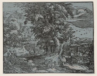 Paisaje con una pareja de pastores