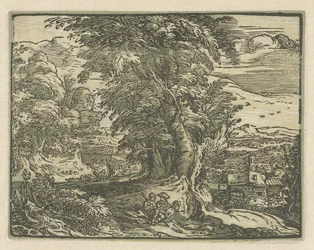 Paisaje con pareja sentada Cuatro pequeños paisajes (título de serie)