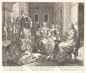 Lucrecia hila con sus damas de compañía