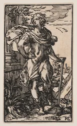 Joven de pie con bastón