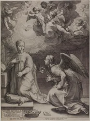 La Anunciación, placa uno de El nacimiento y la vida temprana de Cristo