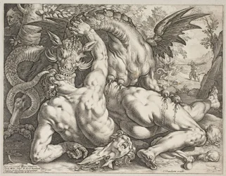 El dragón devorando a los compañeros de Cadmo