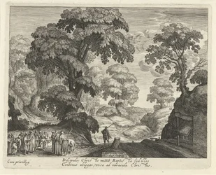 Paisaje con la curación de los ciegos