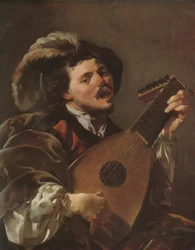 Holandés: Zingende lute spelen man Un hombre tocando el laúd