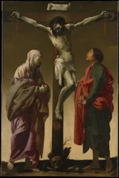 La crucifixión con la Virgen y san Juan