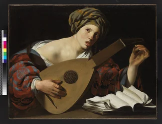 Joven mujer afinando un laúd, c.1626-27