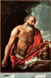 Representación de San Jerónimo Pintura de Hendrik van Somer (1615-1684)