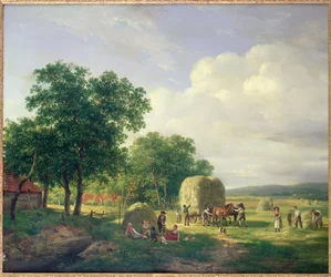 Un Paisaje Boscoso con Segadores