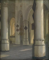 Interior de una iglesia, c.1655 (óleo sobre tabla)