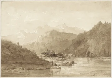 Paisaje de montaña con un lago
