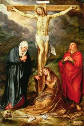 Cristo en la Cruz, con María, San Juan y Magdalena, c.1600 (óleo sobre cobre)