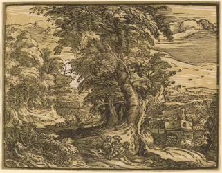 Paisaje con pareja de pastores