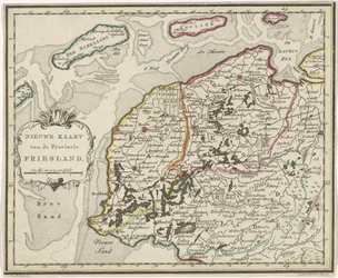 Mapa de Frisia Nuevo mapa de la provincia de Friesland (título sobre objeto)