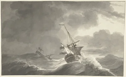 Dos barcos en el mar en tormenta